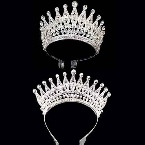 Silver Crystal Tiara Crowns Rhinestone Crown with Combs for Women and Girls Crystal Queen Headbands Princess Headpieces Wedding Hair Accessories Bride Rhinestone for Pageant Birthday Prom