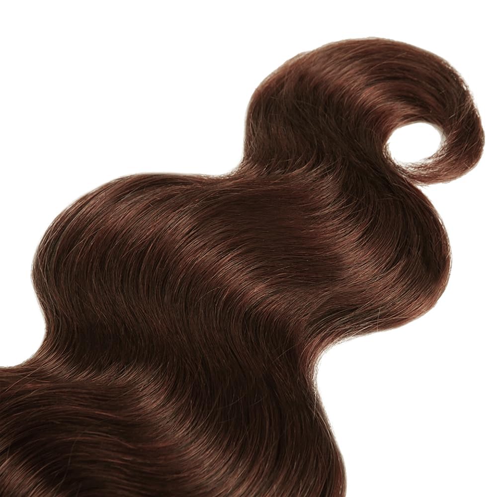 Dark Brown Bundles Color #4 Body Wave Human Hair Bundles 10 12 14 Inch Chocolate Brown Body Wave Bundles Human Hair Weave Double Weft Brazilian Virgin Remy Hair Extensions for Black Women