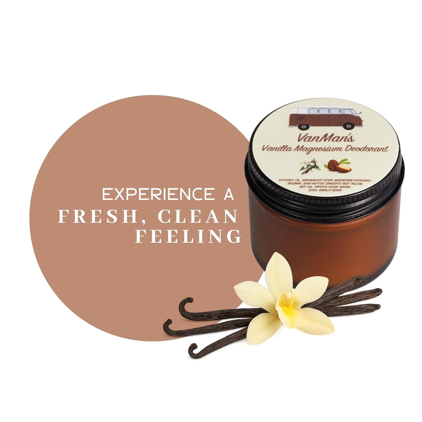 Magnesium & Vanilla Jar Deodorant - Natural Aluminum-Free Formula | Effective Odor Control with Tallow & Shea Butter - 2.8oz