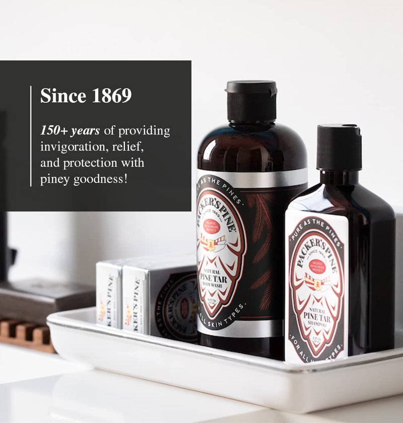 Packer's Pine Tar Hair Care Bundle: Men's Shampoo & Conditioner | Natural Pine Tar & Oils | Soothing, Adventure-Inspired Formulas for Itchy, Dry Scalp & Outdoor Relief