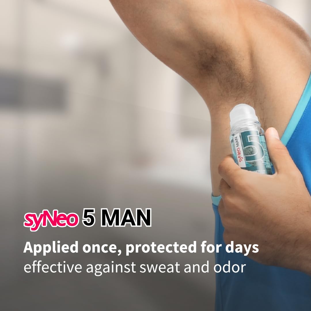 syNeo 5 Antiperspirant MAN Roll-On for men, Anti Sweat Deodorant for men against heavy sweating, Anti-Transpirant Antiperspirant Men Deodorant Roll-On, 1 pack 1.69 fl.oz.