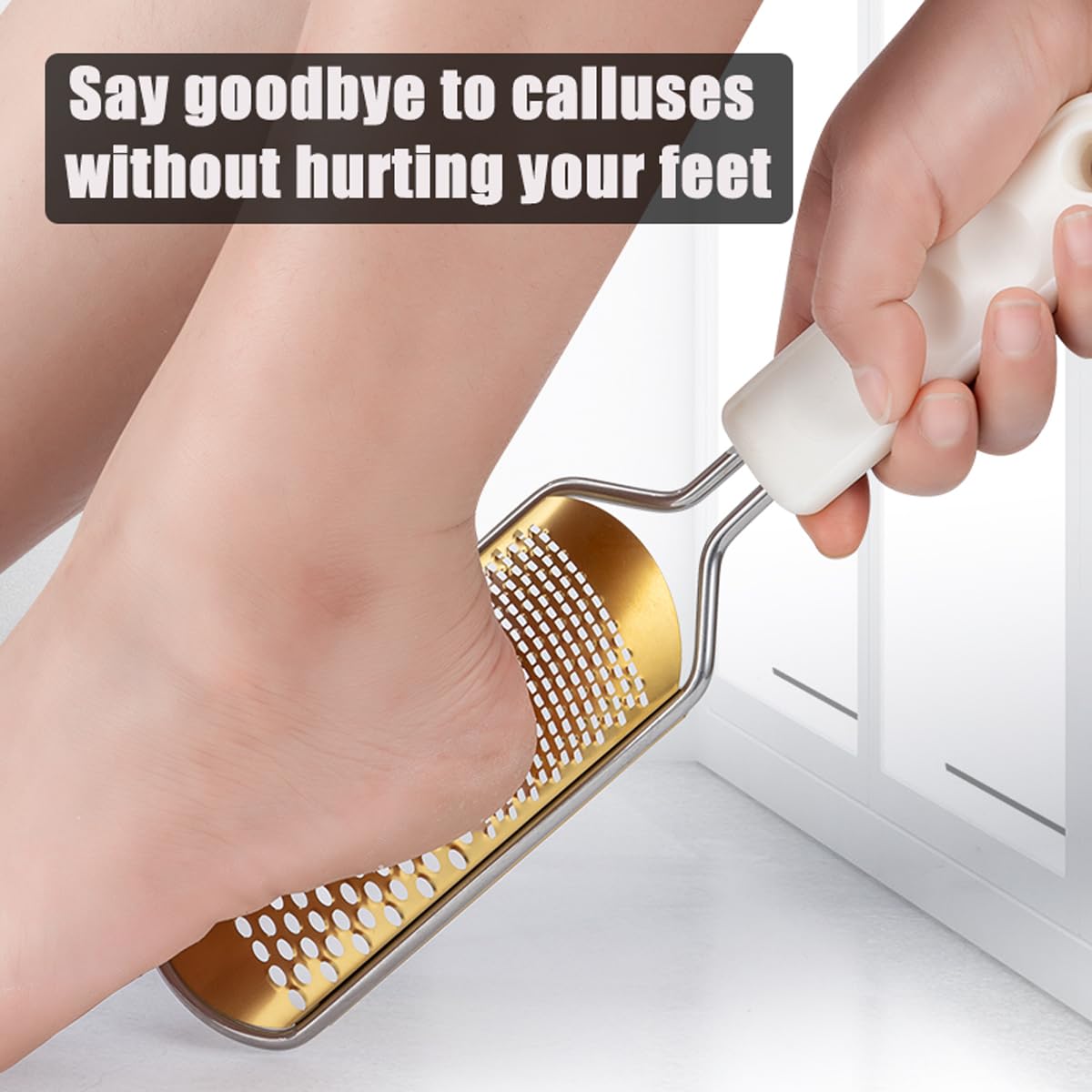 White Foot File Callus Remover, Foot File for Feet – Professional Pedicure Tool for Dead Skin Removal & Cracked Heels – Ultimate Stainless Steel Foot Scrubber for Soft, Healthy Feet