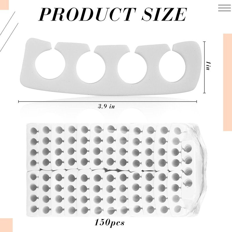 Potchen 300 Pcs Toe Separators for Nail Polish Bulk Toe Separator Pedicure Correct Foot for Men Women Nail Polish Comfy Soft Pedicure Supplies(White)