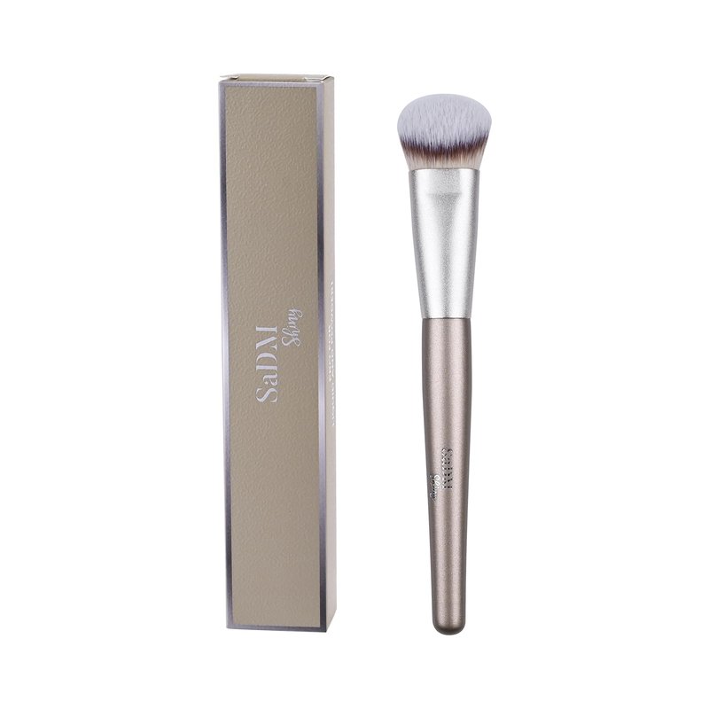 Contoured Makeup Brush - Foundation Blender Brush for Powder, Cream, Contour, Bronzer, Blush Blending & Highlighter - Professional Make Up Brush - Full Face Makeup Brush - Vegan & Cruelty Free