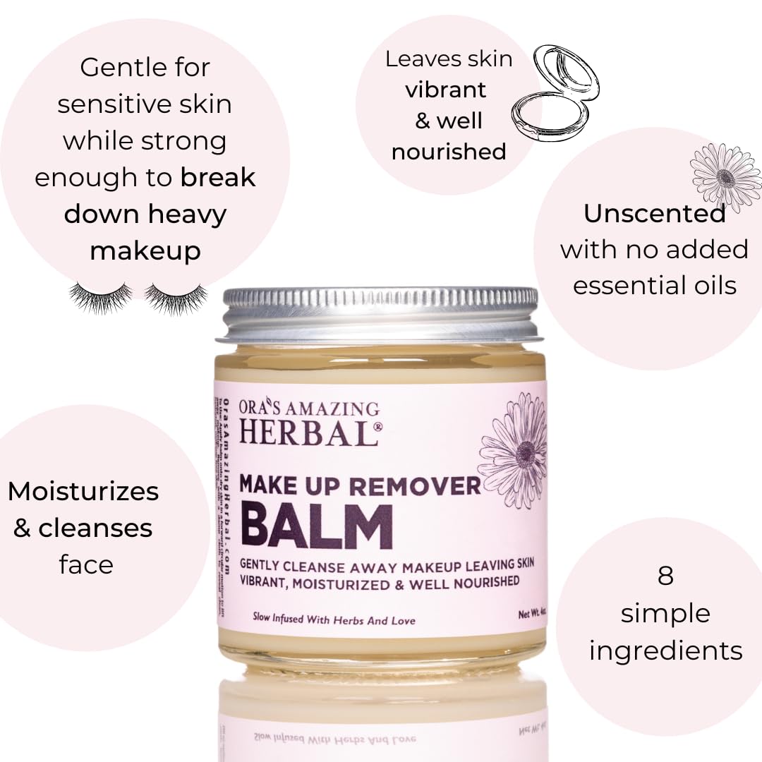 Ora's Amazing Herbal Makeup Remover Balm, Calendula Cleansing Balm with Licorice Root,