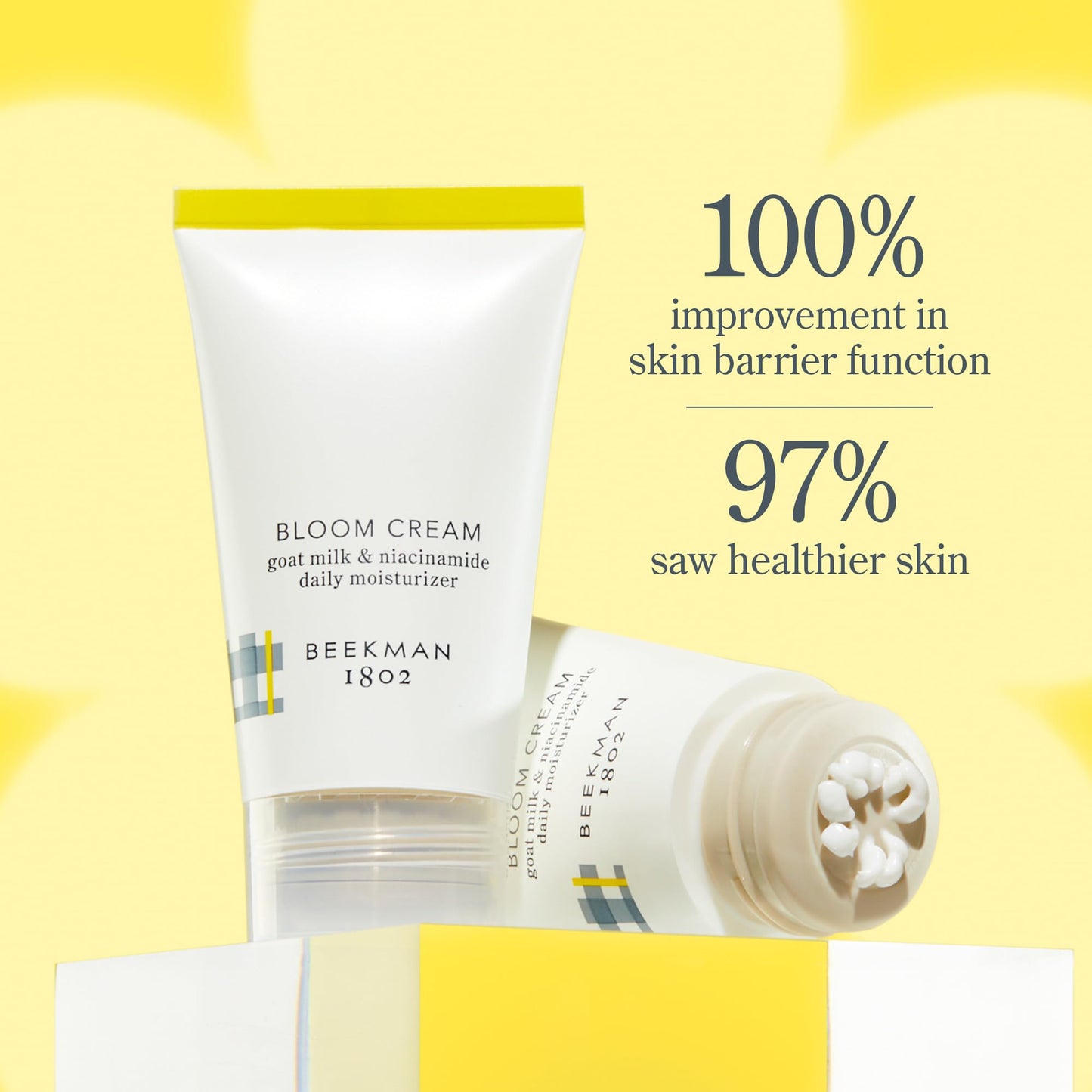 Beekman 1802 Bloom Cream Goat Milk Face Moisturizer Tube, 1.69 fl. oz. - Lightweight, Gentle, Deeply Hydrating & Nourishes Skin Barrier - All Skin Types - Cruelty Free