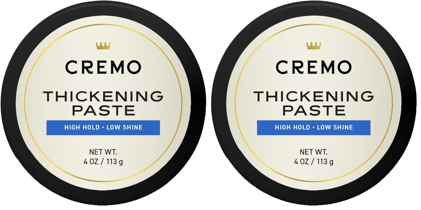 Cremo Hair Thickening Paste for Men - Premium Barber Grade Thickening Paste,High Hold and Low Shine,Hair Styling 4 Oz,(Pack of 2)