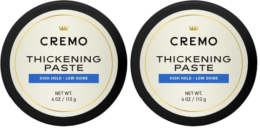 Cremo Hair Thickening Paste for Men - Premium Barber Grade Thickening Paste,High Hold and Low Shine,Hair Styling 4 Oz,(Pack of 2)