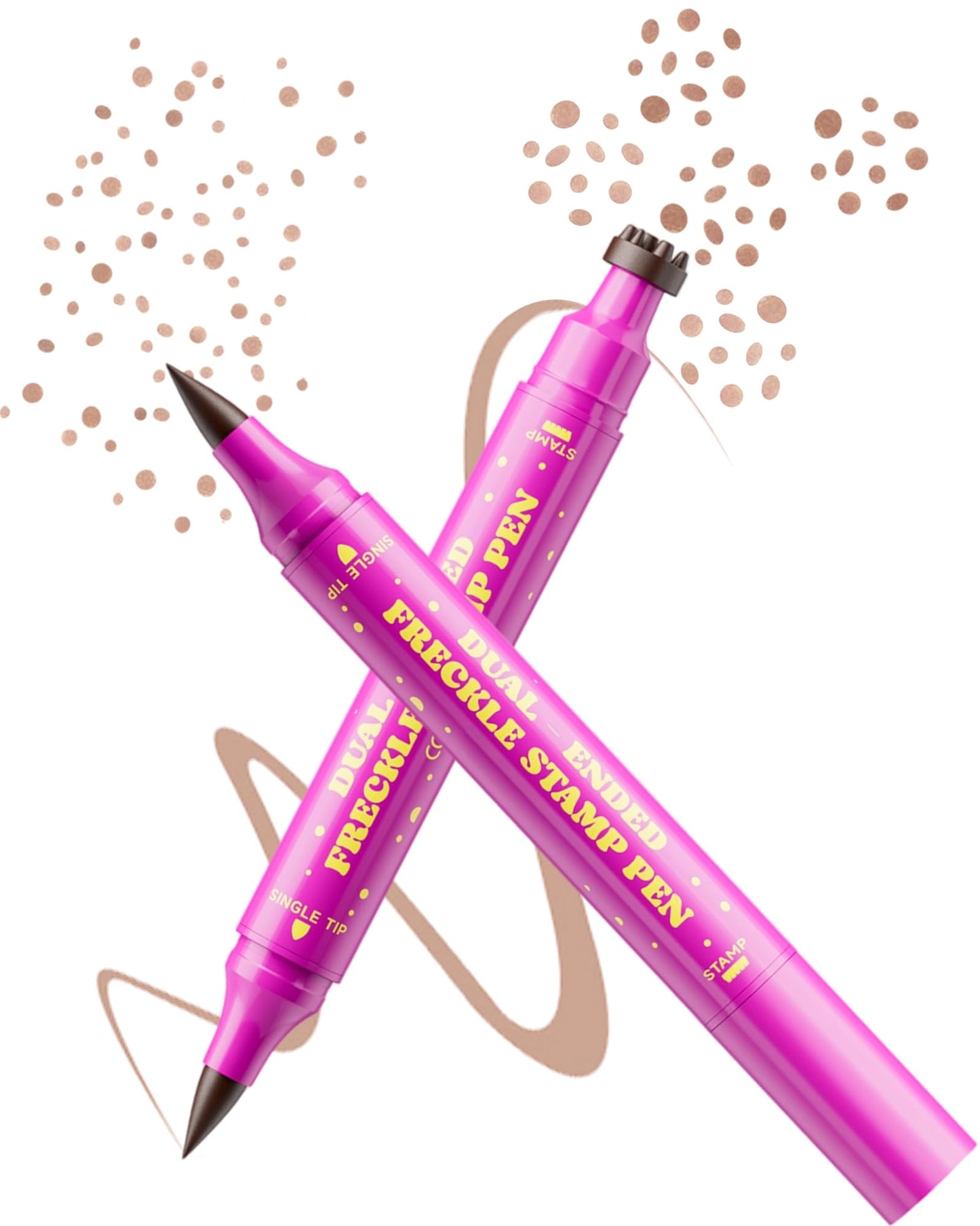 Berinist Upgrade Dual Ended 2-in-1 Faux Freckle Stamp Pen, Waterproof Fake Freckle Pen with Multi-Prong Freckles Stamp Head for Women to Easily Create Natural Long-Lasting Sunkissed Makeup