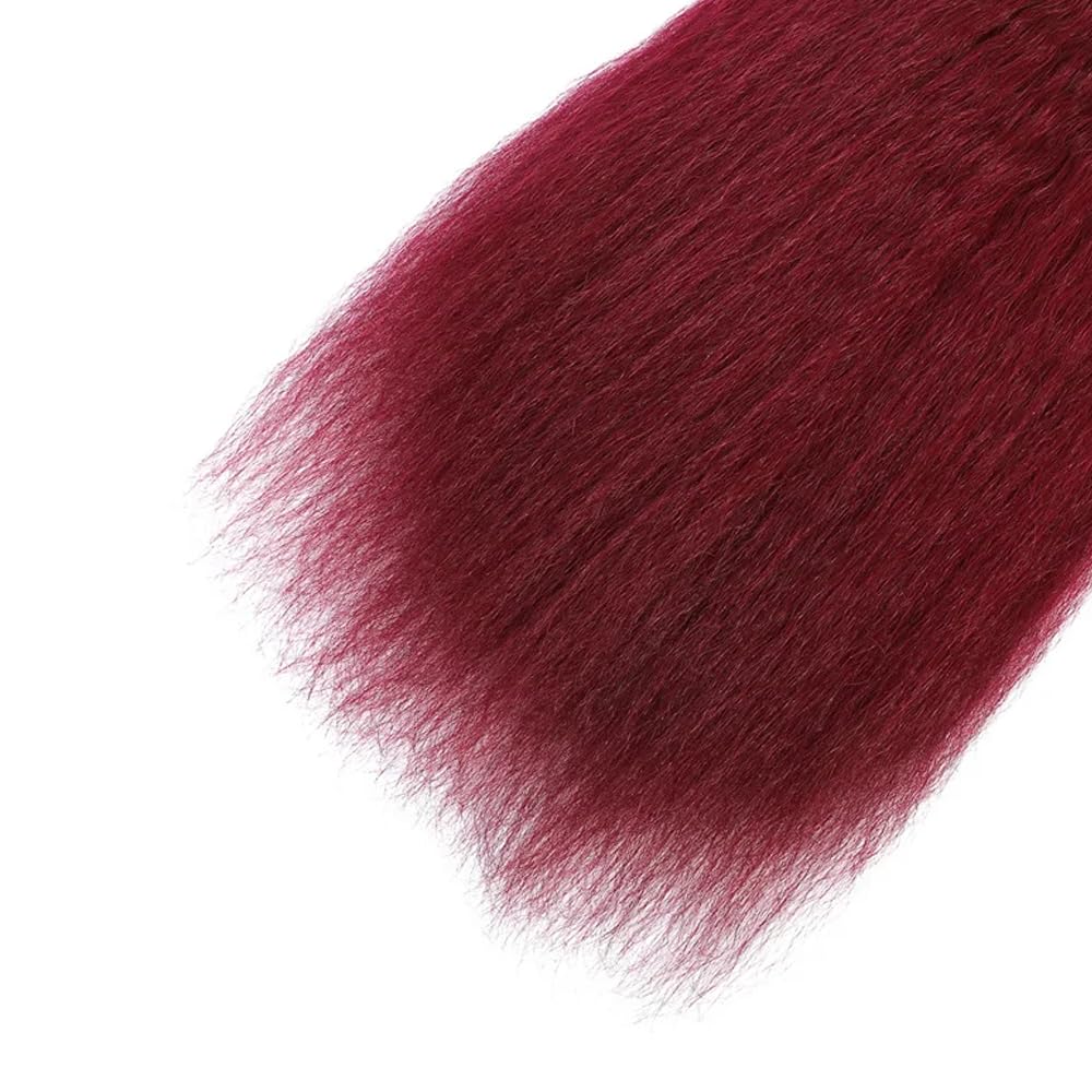 24 24 24 inch Burgundy Human Hair Bundles Red Kinky Straight Bundle 99J Human Hair Bundles Burgundy Yaki Bundle