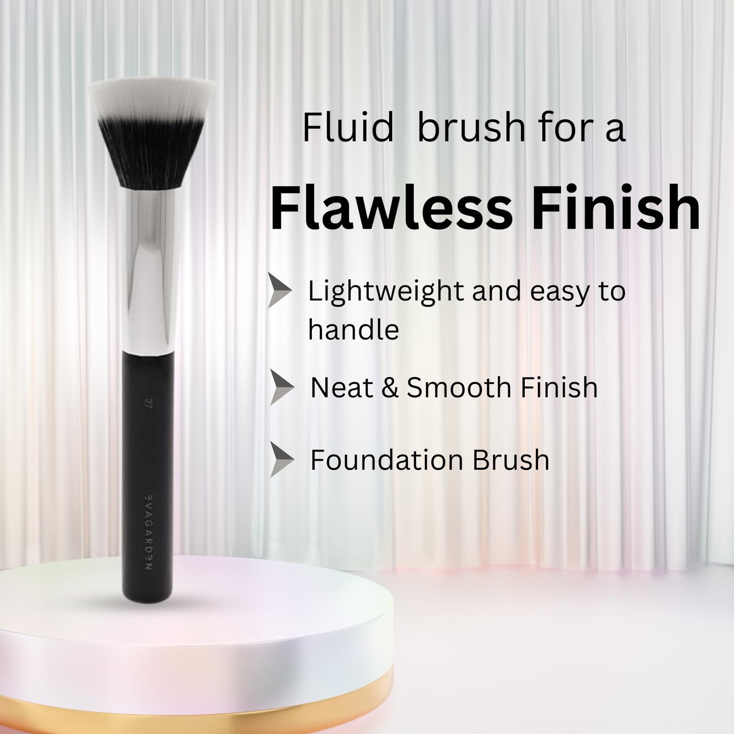 EVAGARDEN Fluid Foundation Brush 27 - Double Fiber Synthetic Yarn Bristles - Guarantees Precise, Uniform Application of Cream and Liquid - Releases Adequate Product for Neat, Smooth Finish - 1 Pc