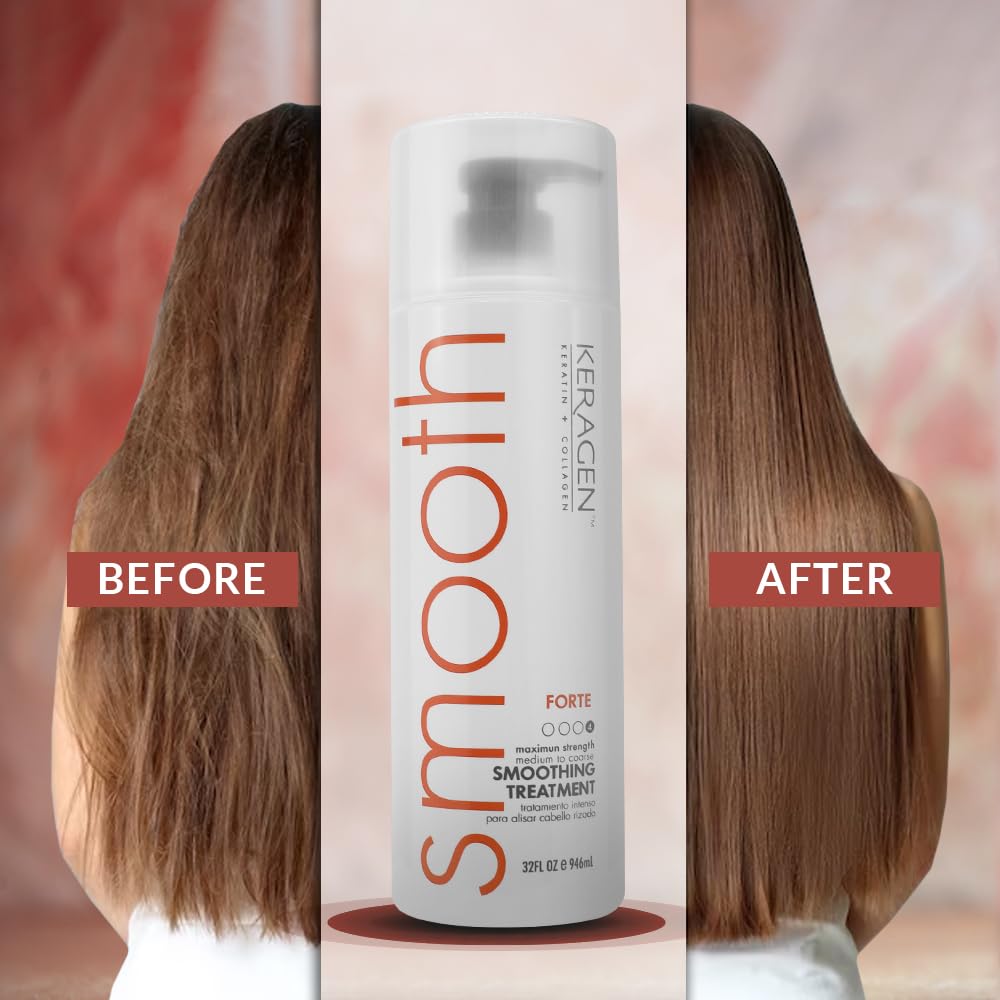 KERAGEN FORTE Professional Smoothing & Repair Treatment | Salon-Grade Transformation System | Conquers Resistant Hair for Unparalleled Frizz Elimination & Lasting Hair Transformation 32 Oz