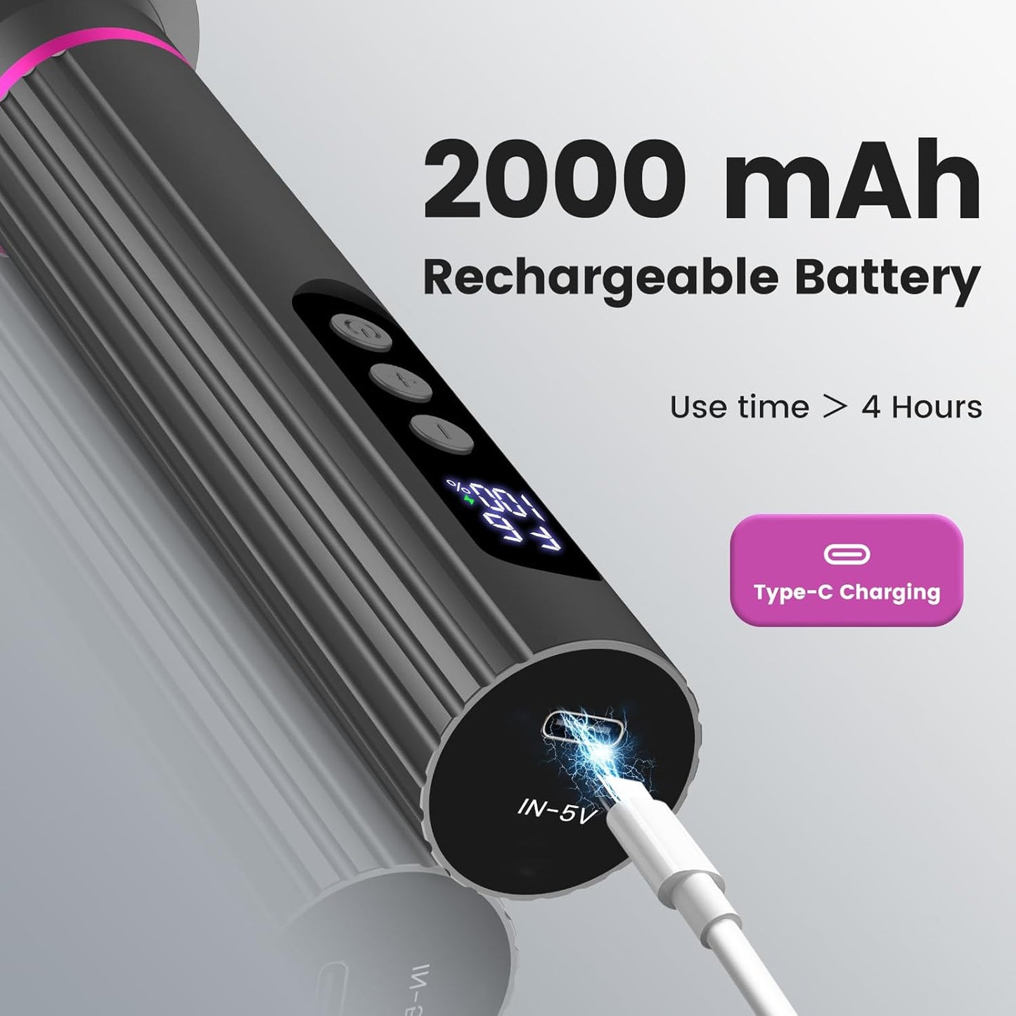Rechargeable Electric Foot Callus Remover & Nail Drill - 2-in-1 with Digital Display, 9 Settings for Men & Women (Black)