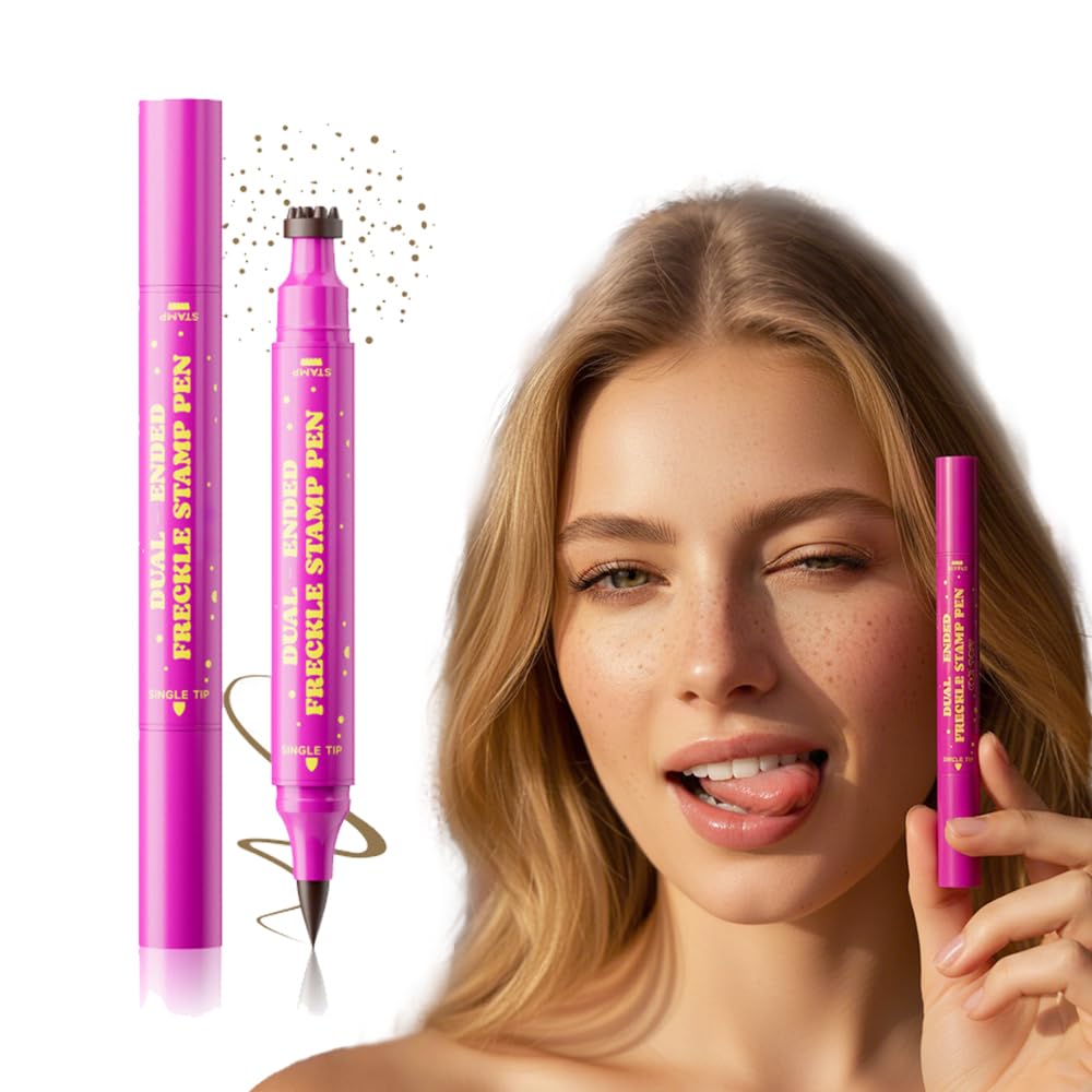 Waterproof Freckles Pen, 2026 Upgraded Dual-Ended Freckle Stamp Pen, Natural Lifelike Faux Freckle Stamp, for Natural Sunkissed Freckles, Smudge-Proof Long Lasting Quick (01-Beige Brown)