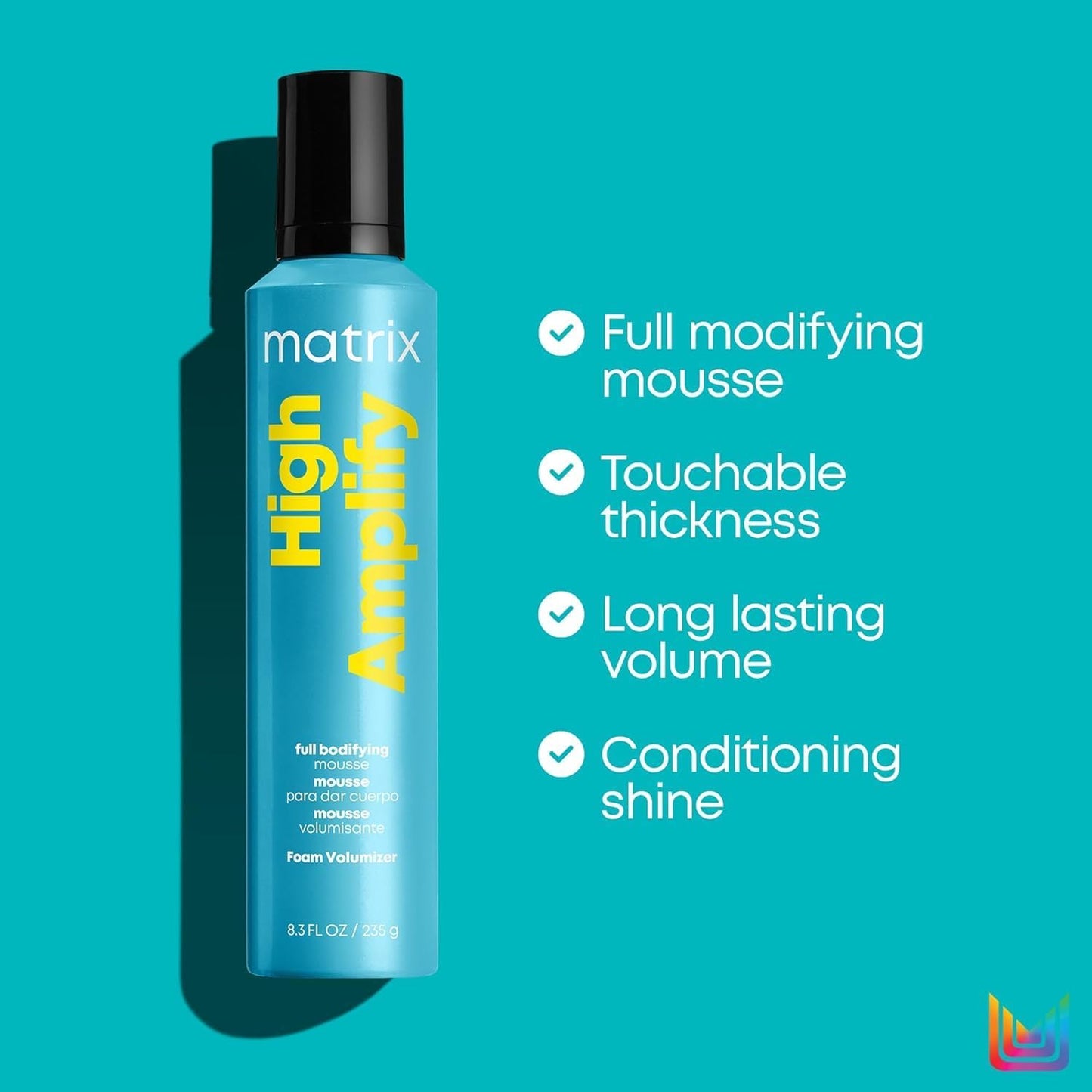 Matrix High Amplify Foam Volumizer Full Bodifying Mousse - Lightweight Lasting Volume, Thickening & Conditioning Shine, For Fine and Limp Hair, Salon Hair Styling, 11.3 Fl Oz