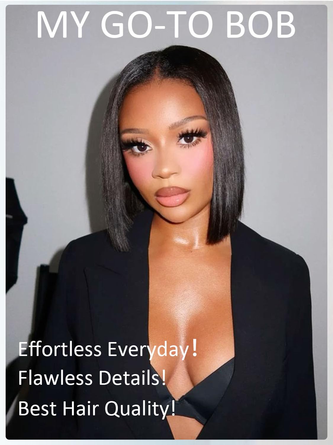 Rolisy Wear and Go Glueless Wigs Human Hair Pre Plucked Pre Cut Middle Part Bob Wig Human Hair 5x5 HD Lace Closure Wig Glueless Short Bob Straight Wigs For Black Women Natural Black 10Inch