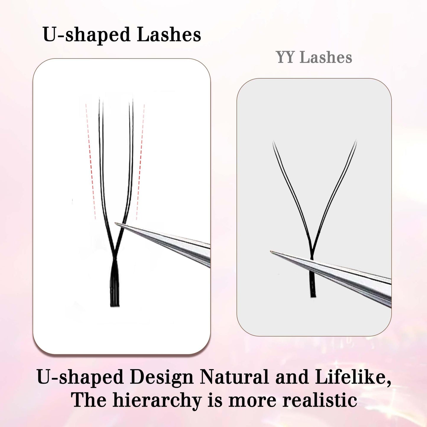 CoMango U Lash Extensions Premade Fans U Shape Eyelash Extension 2D UU Lash Fan Double Tips D Curly U Type Volume Lashes Fan 0.07mm Natural Eyelash Extensions Salon Supplies(black,UU-0.07-D-8-15mm)