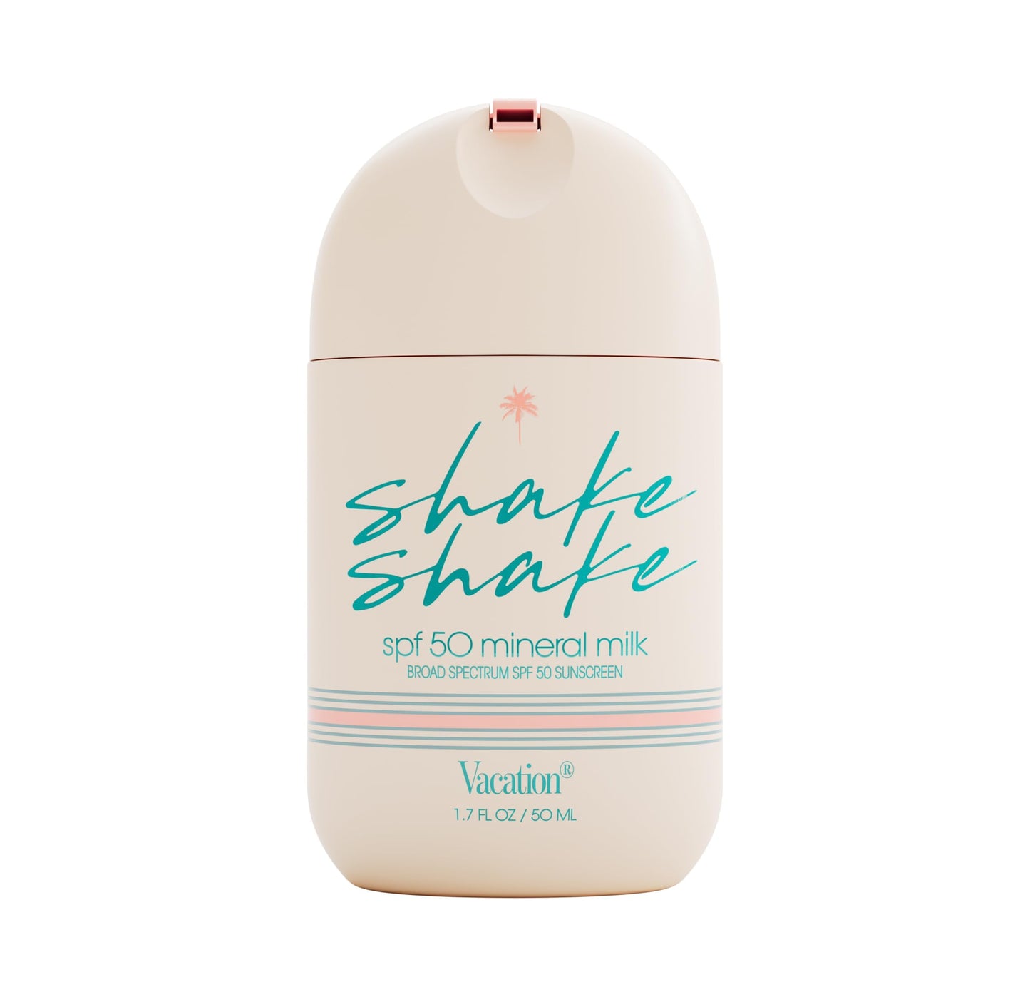 Vacation Shake Shake SPF 50 Mineral Face Sunscreen, 1.7 Fluid Ounces - Non-Nano Zinc Oxide, Non-Comedogenic, Streak-Free, Water-Resistant, Broad Spectrum, Moisturizer with SPF, Vegan