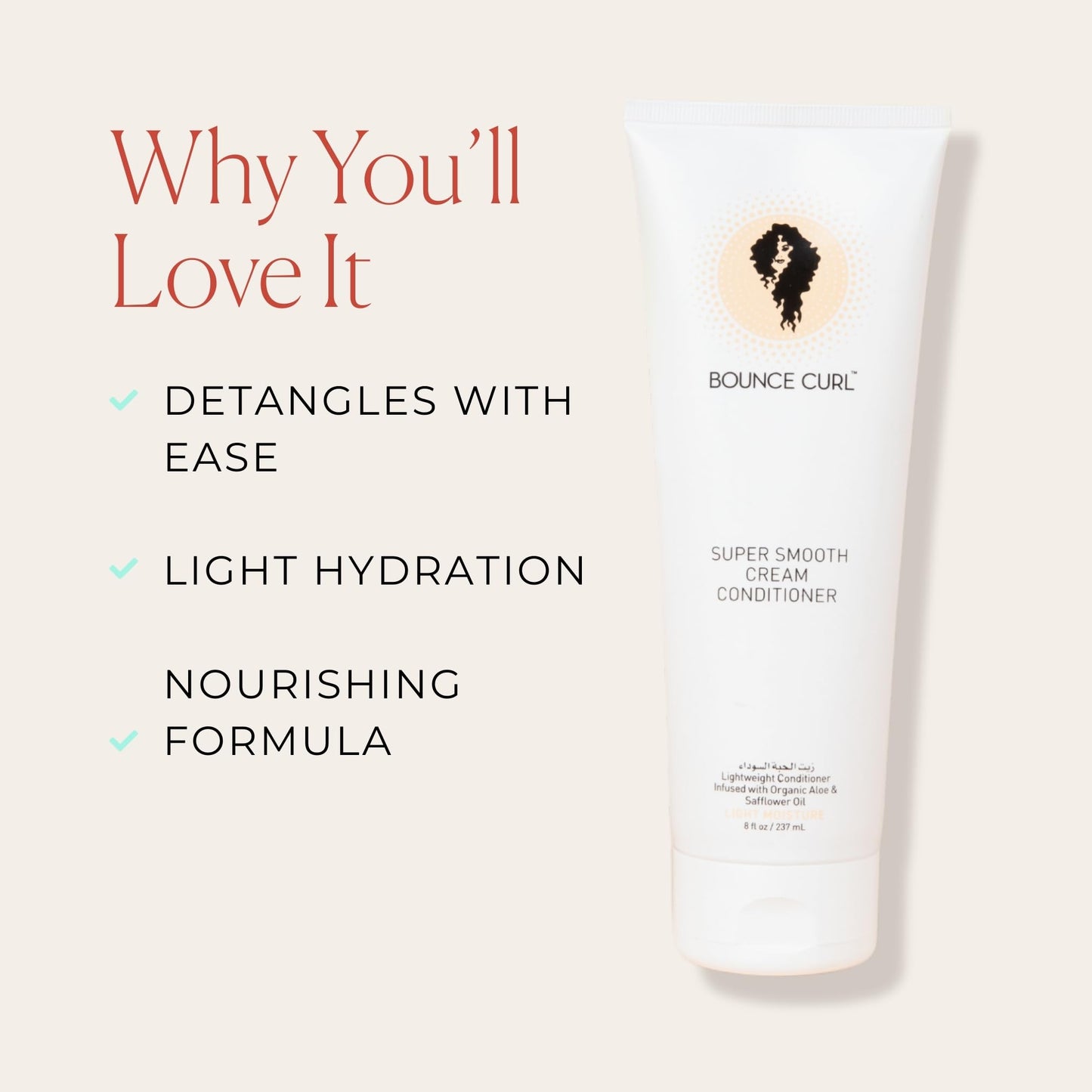 Bounce Curl Moisturizing Detangling Conditioner for Fine and Medium Curly Hair, Aloe and Black Seed Oil, Color Safe, Silicone Free, Vegan, 8 oz