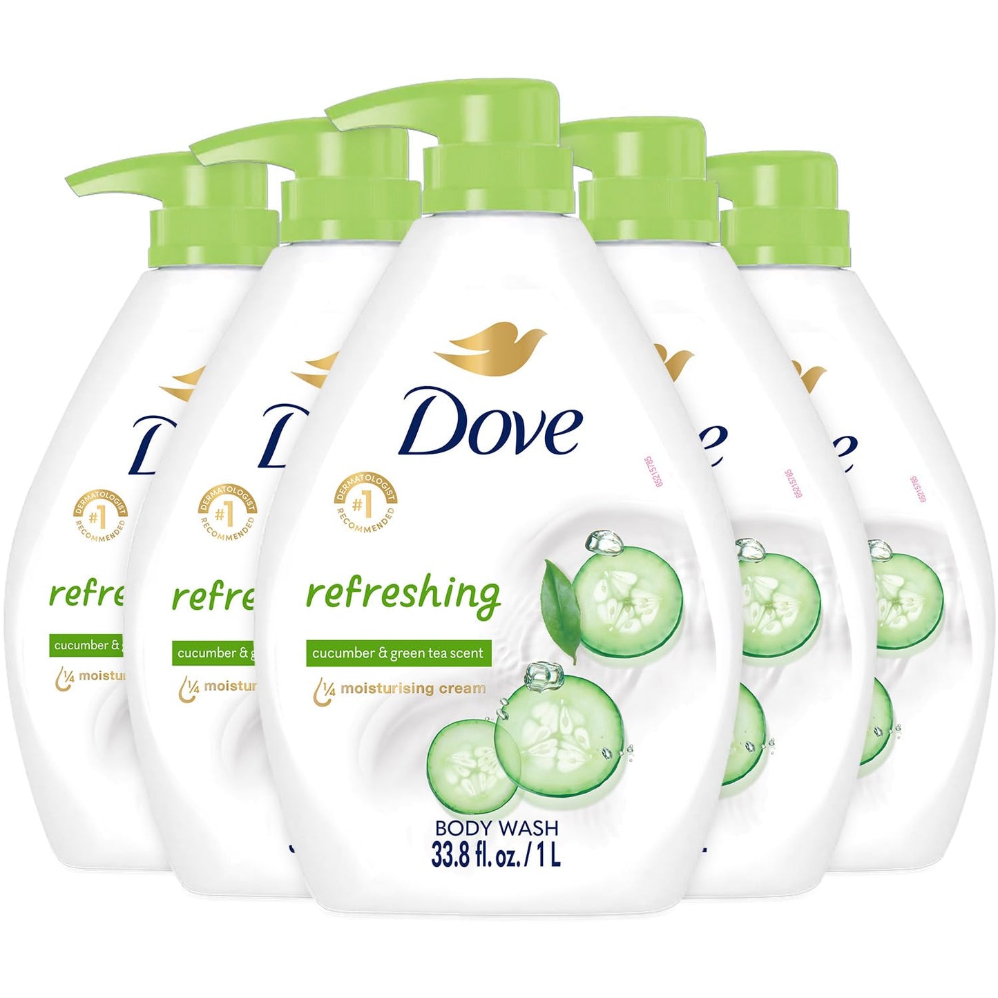 Dove Body Wash - Refreshing Hydration | 5 Pack, 1L Each