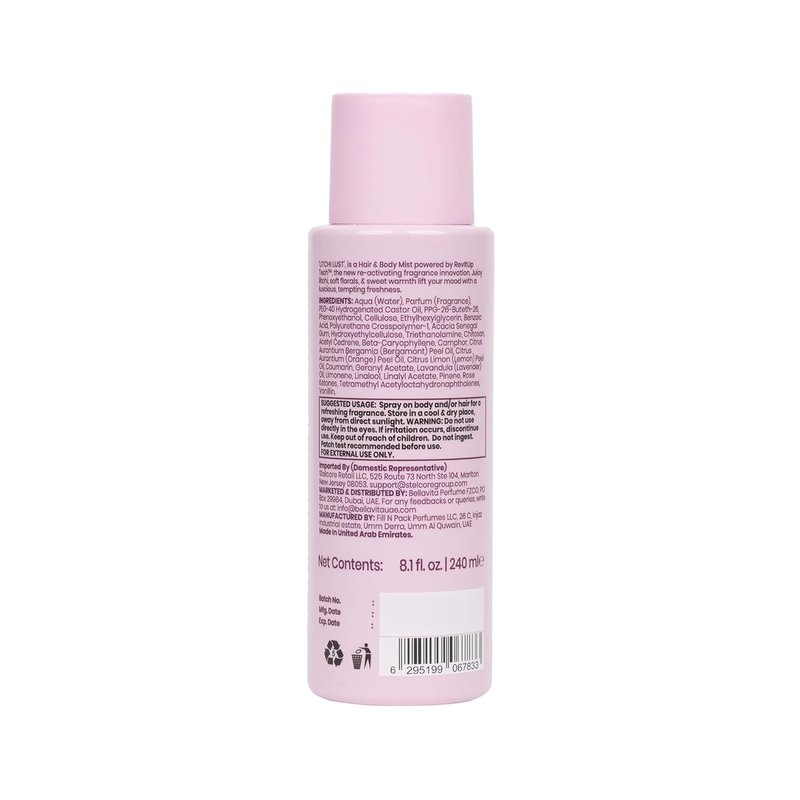 Luxury Litchi Lust Hair & Body Mist for Women - Sweet Fruity Spray | Alcohol-Free, Lightweight | 8.12 fl. oz | 240 ml