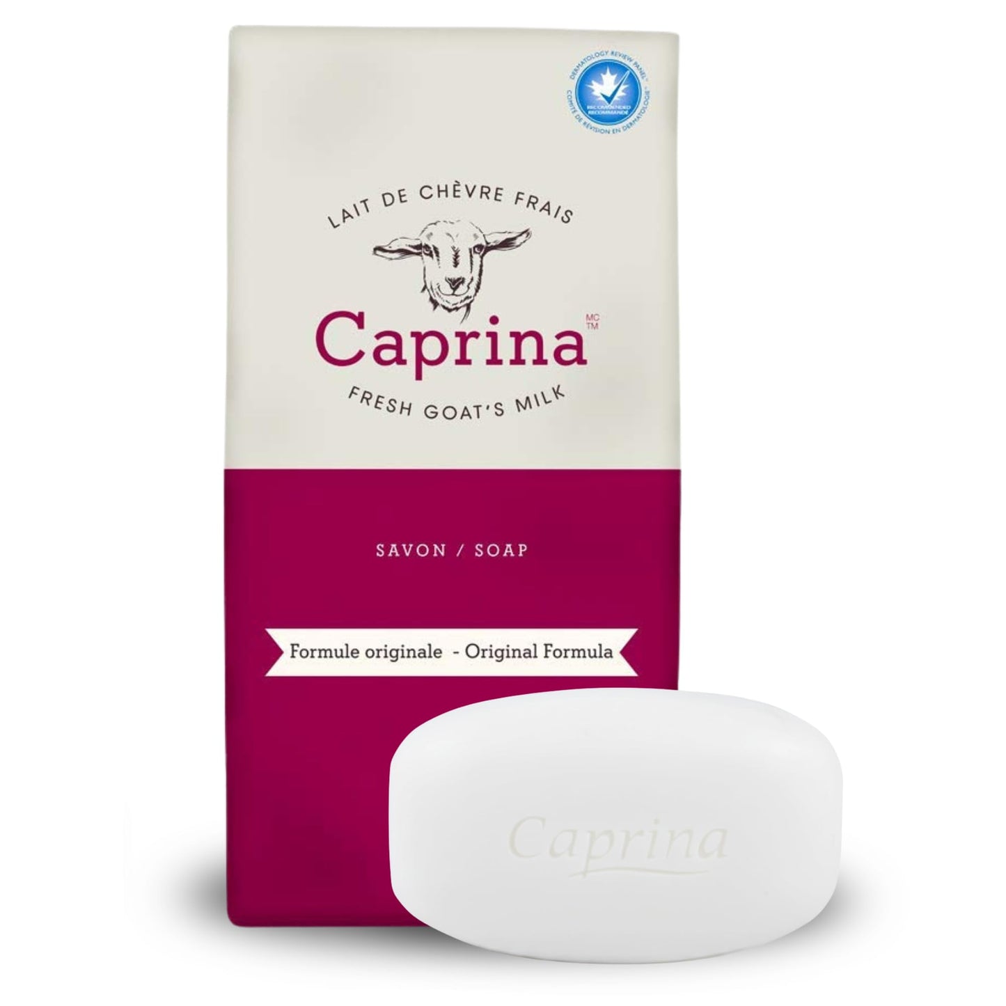 Caprina by Canus Goat Milk Soap Bar, ORIGINAL, 3.2 oz (90 g) Bars, 6-Pack, Moisturizing Daily Cleanser for Face, Hands & Body, Fresh Canadian Goat Milk