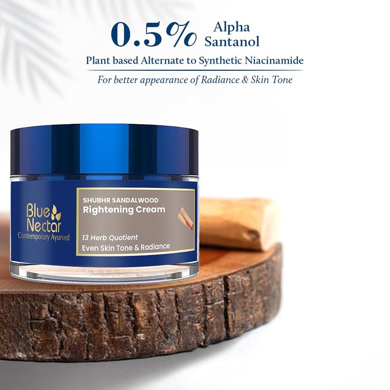 Blue Nectar Daily Moisturizer for Face for Women | Authentic Sandalwood, Turmeric & Manjistha Hydrating Day & Night Cream for Face (13 Herbs, 1.7 Oz)