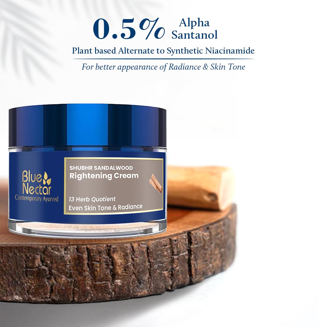 Blue Nectar Daily Moisturizer for Face for Women | Authentic Sandalwood, Turmeric & Manjistha Hydrating Day & Night Cream for Face (13 Herbs, 1.7 Oz)