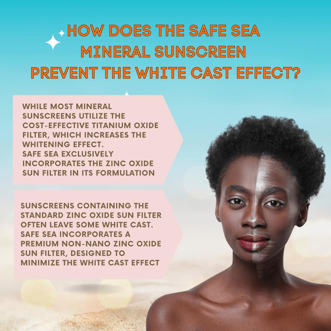 Safe Sea Zinc Oxide Sunscreen SPF30 | Clear Mineral Face And Body Reef Safe Sunscreen Without White Cast | Anti-Jellyfish Sting Protective Lotion | 3.4Oz (100ml) (2 Pack)