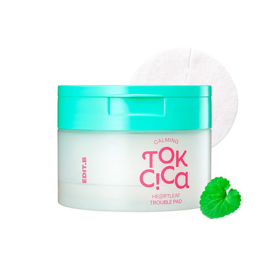 EDIT.B Calming Tok Cica Heartleaf Trouble Pads, Cooling & Hydrating Facial Toner Pads for Sensitive Skin, Mild Exfoliating & Soothing, Easy-Split for Multi-Use, Daily Korean Skin Care (70 Sheets)