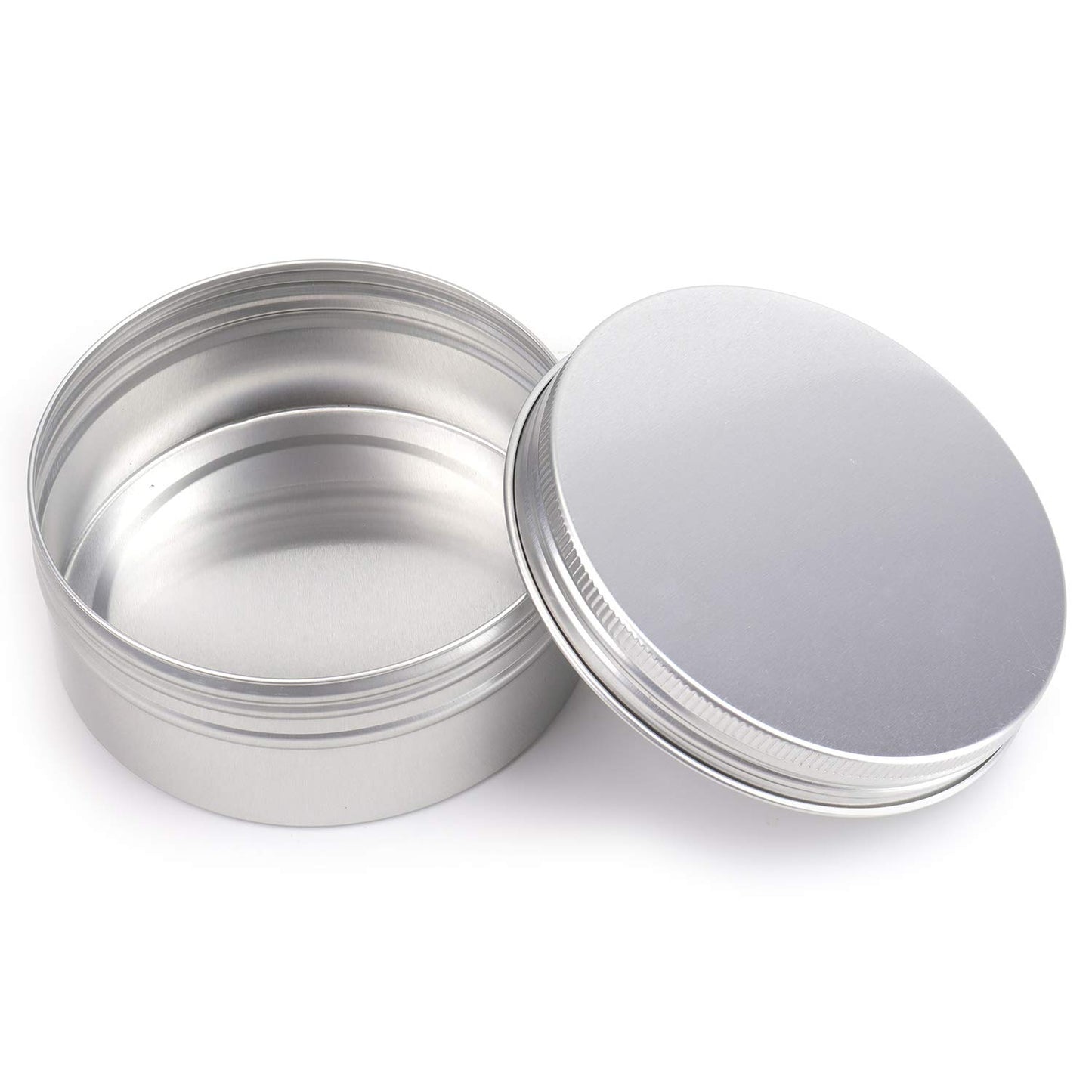 Foraineam 24 Pack 8 oz / 240ml Round Aluminum Tin Cans with Screw Top Lids - Large Metal Empty Tea Storage Case Jars - Spice Salve Hair Wax Cosmetic Cream Containers