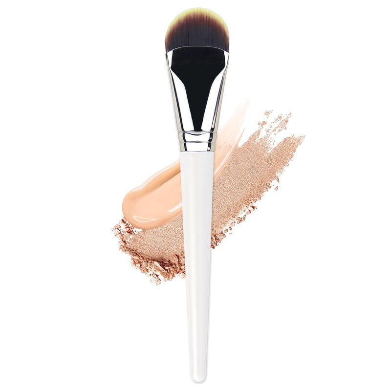 SEINGTOOM Flat Foundation Brush, Korean Makeup Brush, Soft Synthetic Bristles for Liquid & Cream Foundation, Concealer Contour, Seamless and High-Coverage Face Makeup (white)