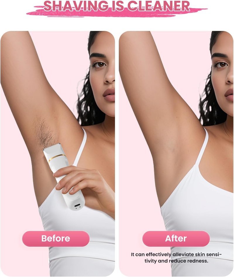 Bikini Trimmer for Women - 5-in-1 Electric Razor for Sensitive Skin | Waterproof Hair Removal Shaver - White