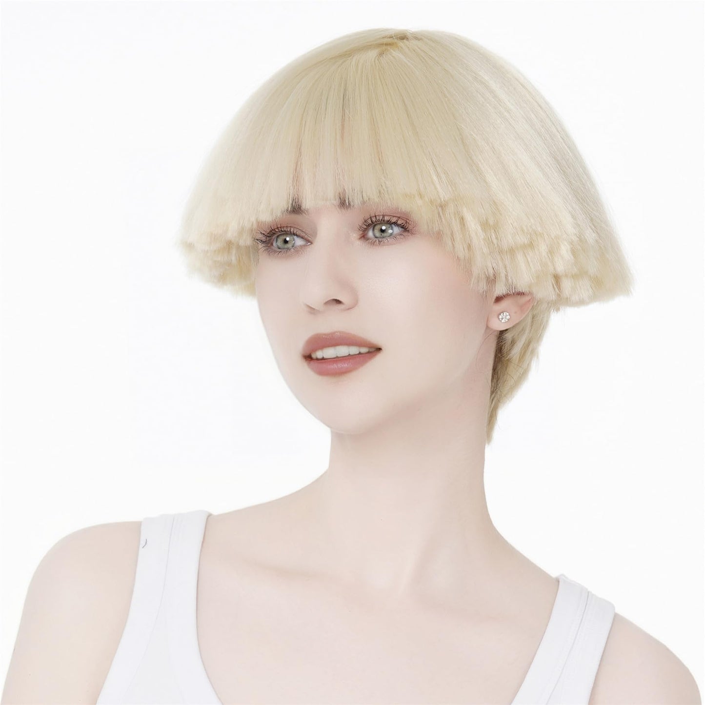 Aimole Short Yaki Straight Synthetic Wigs Blonde Mushroom Head Wig Bowl haircut Wigs Bob