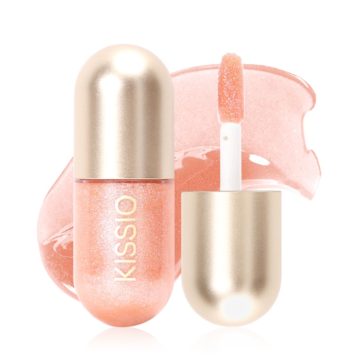 KISSIO Lip Plumper,Color Lip Plumper Gloss,Shimmer,Plant Extracts Plumping Lips Serum,Moisturizing Gloss for Fuller Lips and Hydrated,5.5ml,01 Lemonade