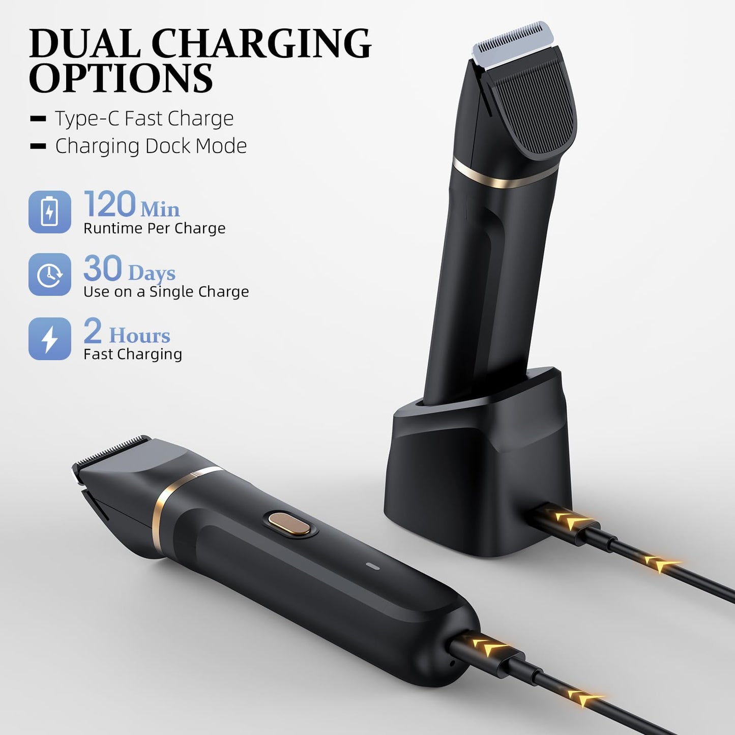 HOHOLE 5-in-1 Bikini Trimmer for Women, IPX7 Waterproof Electric Razors Shaver, Cordless Body Hair Trimmer, Facial & Pubic Hair Removal, Ceramic Blade (Black)