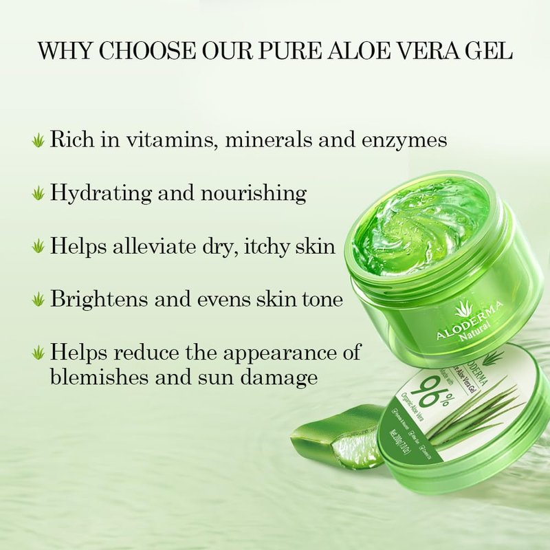 Aloderma Aloe Vera Gel Set - Travel Size Moisturizing Gel | 200g Aloe Flower Essence
