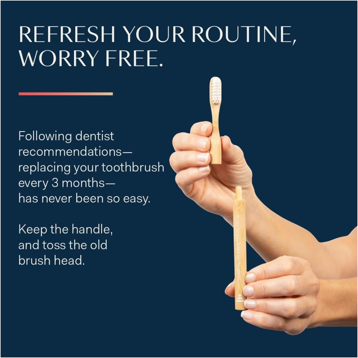 Natural Bamboo Toothbrush - Eco-Friendly, Soft Bristles | 100% Plant-Based, Reusable Handle | Adult Size (Blue, White & Orange)