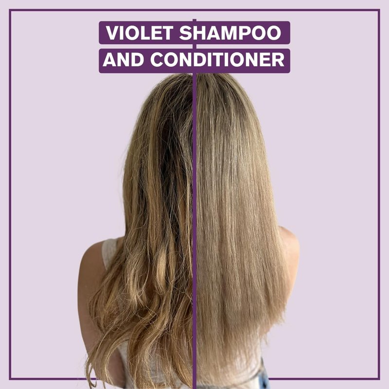 Alcôve Violet Shampoo & Conditioner Duo | Sulfate-Free for Blonde & Colored Hair - 10oz - Neutralizes Yellow Tones