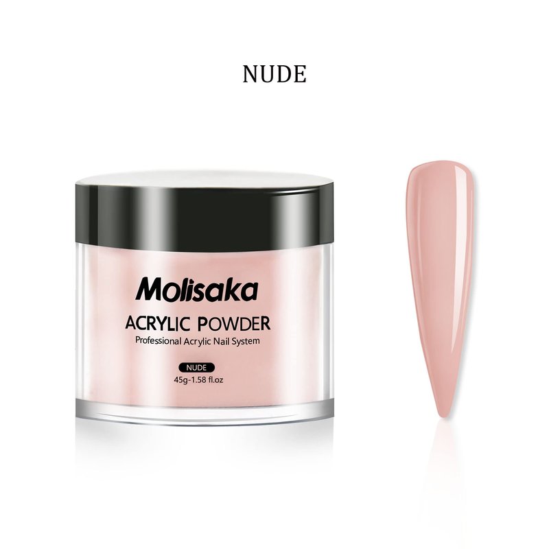 Molisaka Nude Acrylic Powder - Professional Nail Powder, Lasting Powder for French Nail Art, Salon Supplies Set (1.58oz)