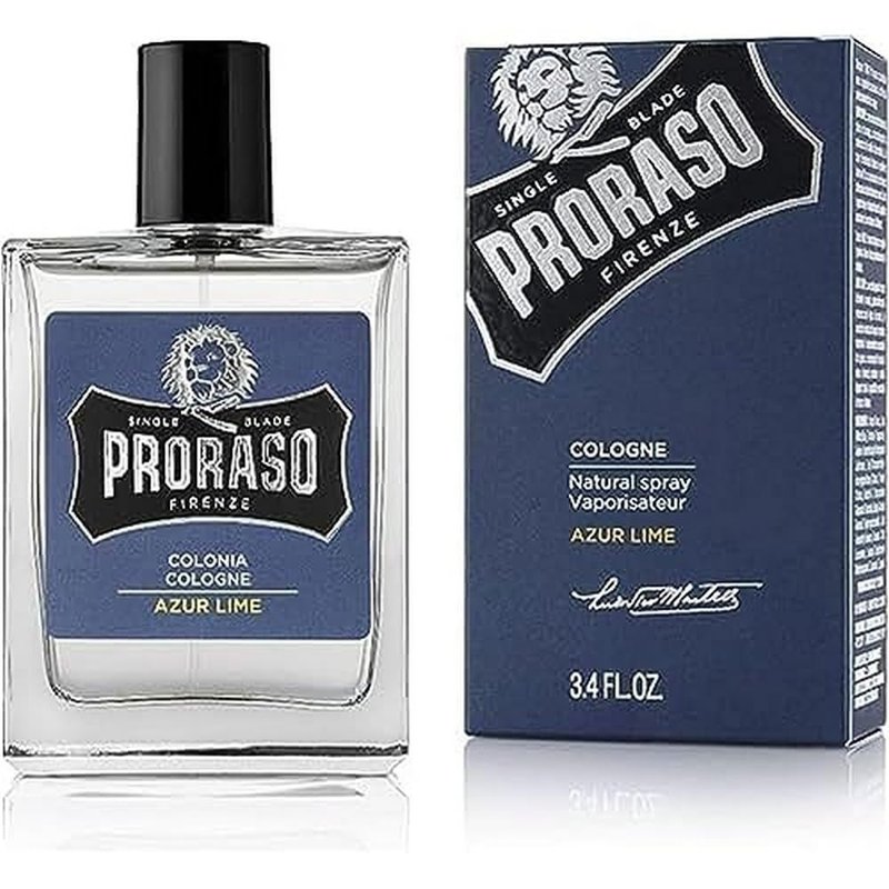Proraso Azur Lime Cologne - Masculine Fresh Citrus Eau de Cologne - Mint, Lemon, Orange & Musk Fragrance for Men - 3.4oz