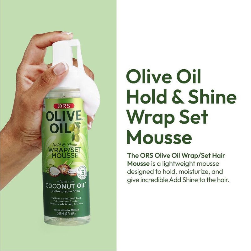 ORS Olive Oil Mousse | Hold & Shine Wrap Set with Coconut Oil - 7 Ounce (Pack of 4)