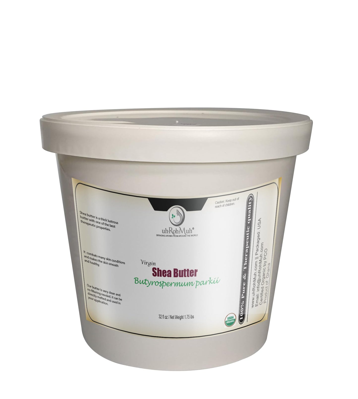 uh*Roh*Muh Shea Butter (Virgin) (Organic - USDA Certified) (Ghana) (Net Wt:0.8Kg/1.7lb) (Pack of 1)