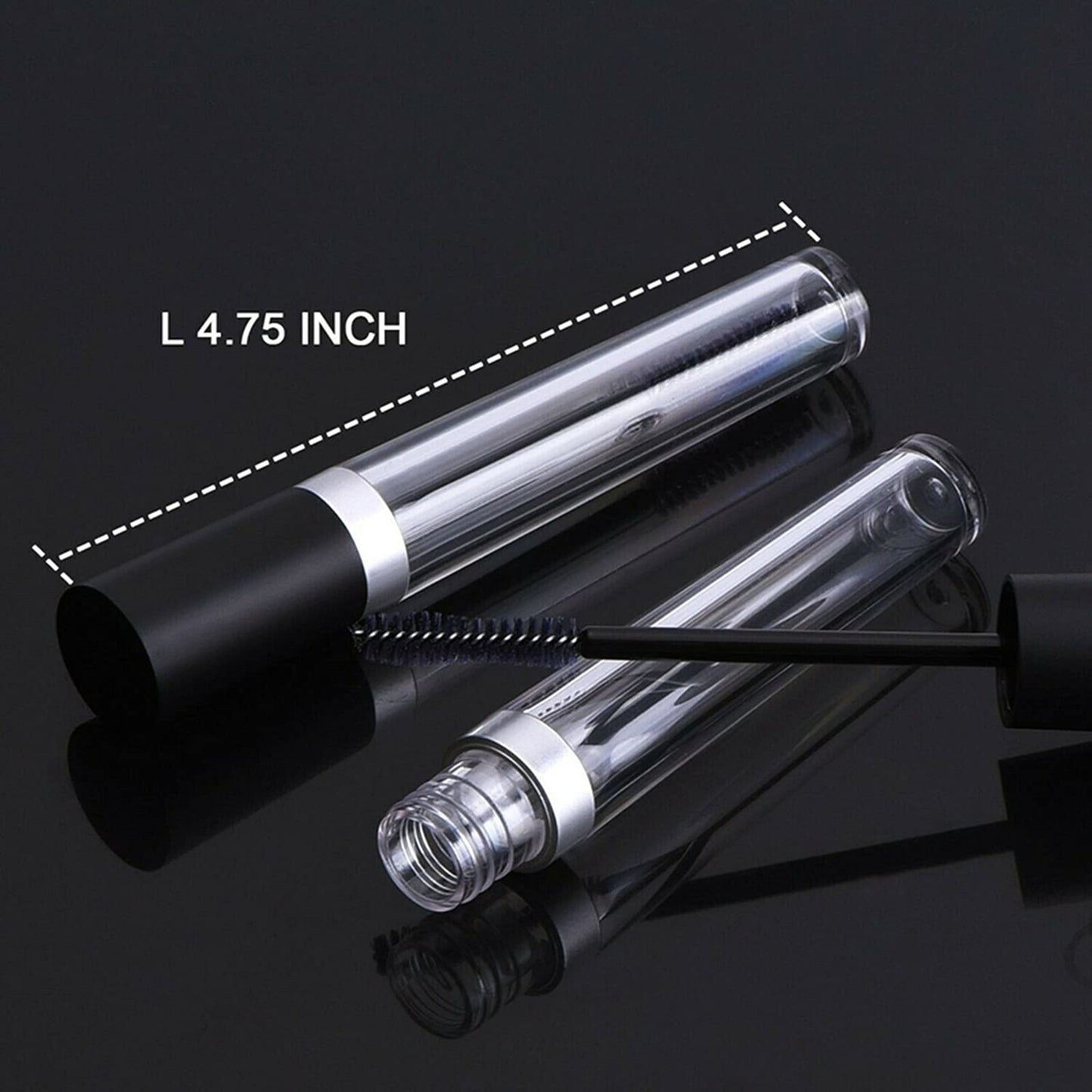 Empty Eyelash Mascara Tube and Eyeliner Wand, 8ml Mascara Tube Wand Eyelash Container Bottle, 7ml Empty and Eyeliner Tubes Transparent 4 Packs with Rubber Inserts, Funnels for DIY Castor Oil