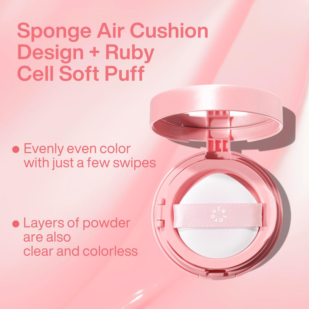 Cream Blush Air Cushion - Moisturizing, Lightweight Liquid Makeup for Cheeks & Eyes | Sunlit Peach, Long-Wearing & Buildable