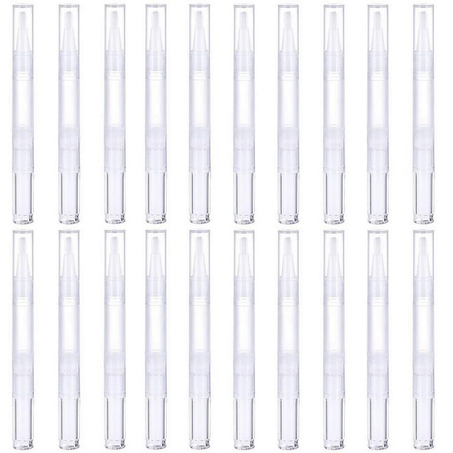 AyeVision SUEIANNMN 20Pcs Transparent Twist Pens,3ml Nail Twist Pens Empty Transparent Nail Oil Pen with Brush Empty Cuticle Oil Pen Cosmetic Container Pen for Lip Gloss Eyelash Growth Liquid