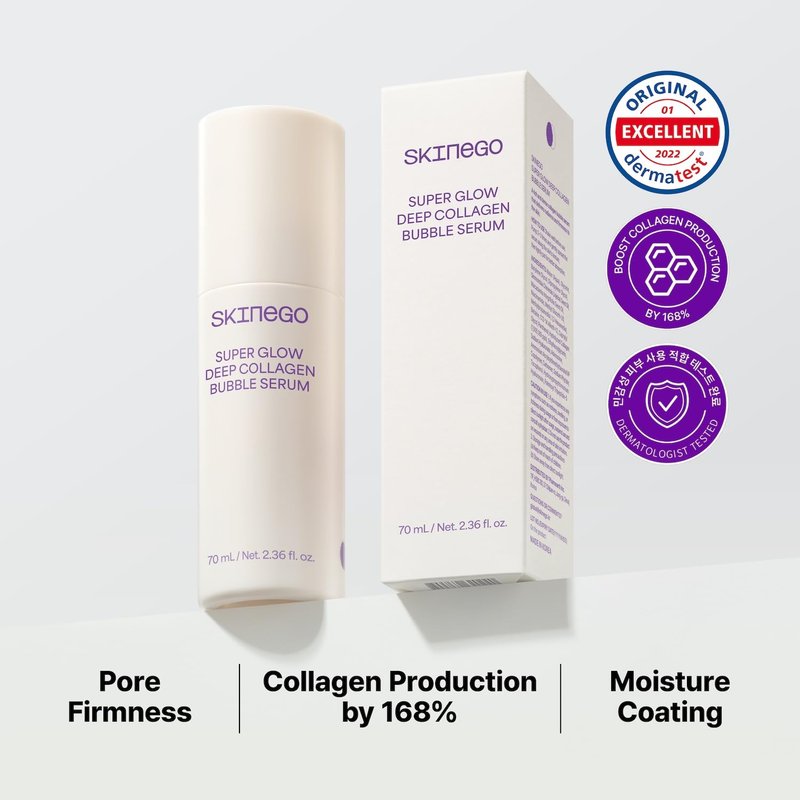 Pharmeus SKINEGO Super Glow Deep Collagen Bubble Serum with 1,005,189ppb Collagen – Anti-Aging, Hydrating, Skin-Firming, Fine Line Care, Korean Skincare – 2.36 fl.oz