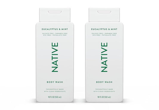 Body Wash with Naturally Derived Ingredients - Eucalyptus & Mint | Sulfate, Paraben, & Dye Free for Soft, Hydrated Skin | 18 oz