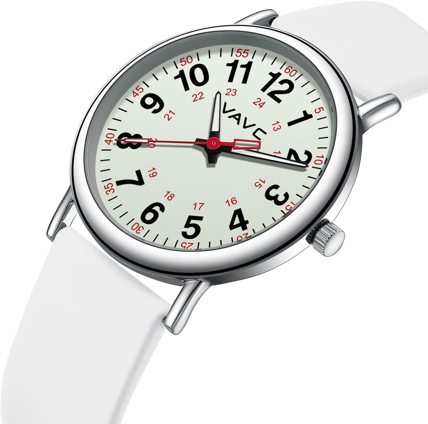 Waterproof Analog Nurse Watch for Nurses,Students,Medical Professionals,Women Men,with Luminouse Easy Read Dial,Military Time,Second Hand and 24 Hour,Comfortable Silicone Band.