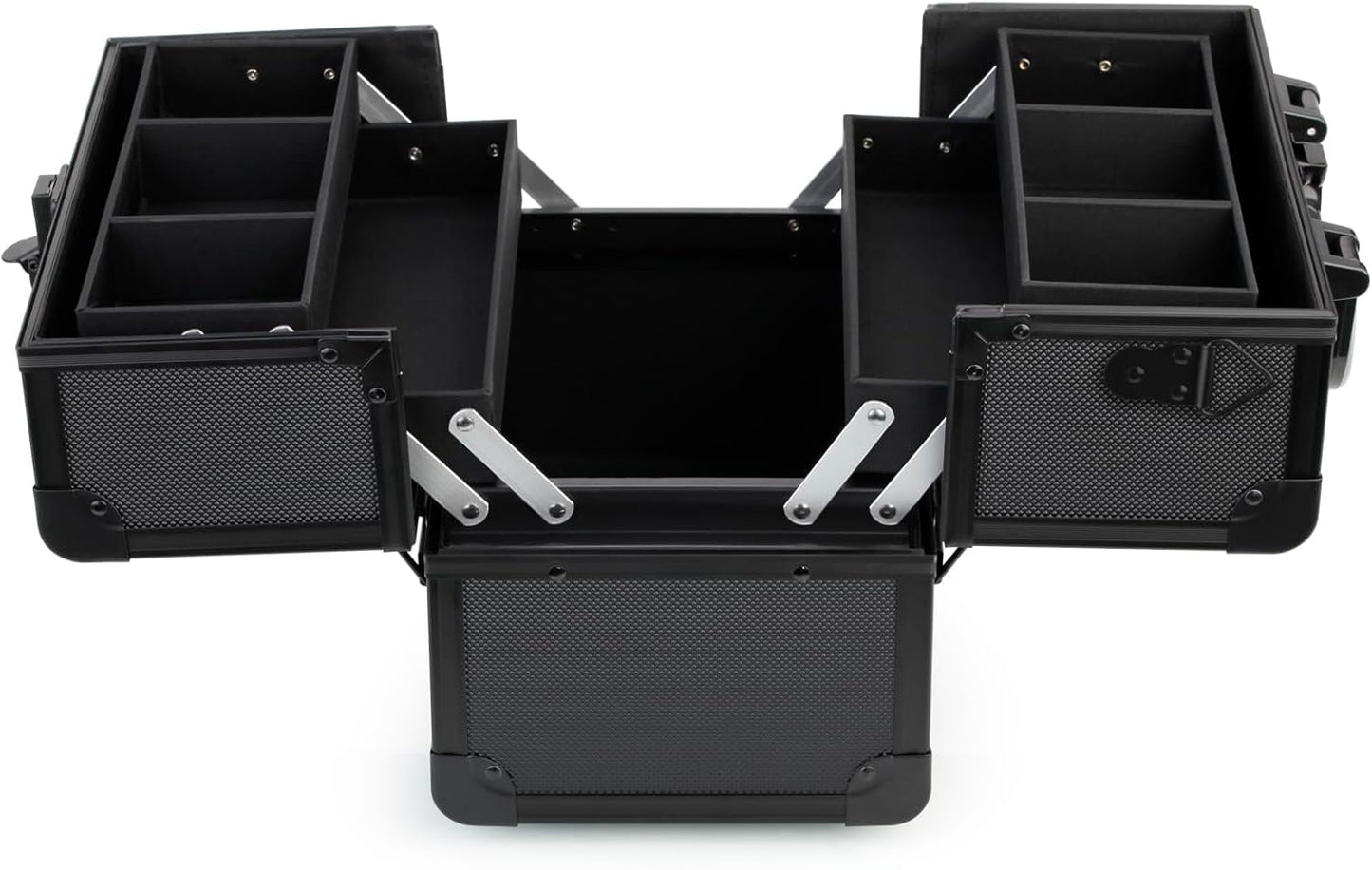 Professional Portable Aluminum Makeup Case - Secure Cosmetics Storage Box with 2 Decks | Black Diamond